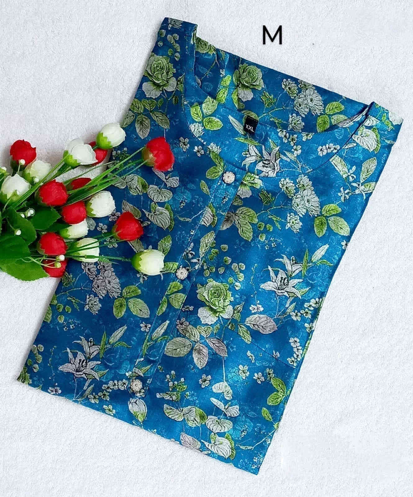 Photo 1 of 1 - Women's Floral Printed Button Down Shirt - Casual & Stylish | UTHIRAA GARMENTS
